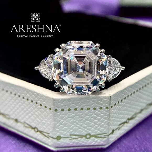 9.5ct Lab Diamond Asscher Cut Engagement Ring Wedding Ring Statement Ring Gift - Picture 1 of 7